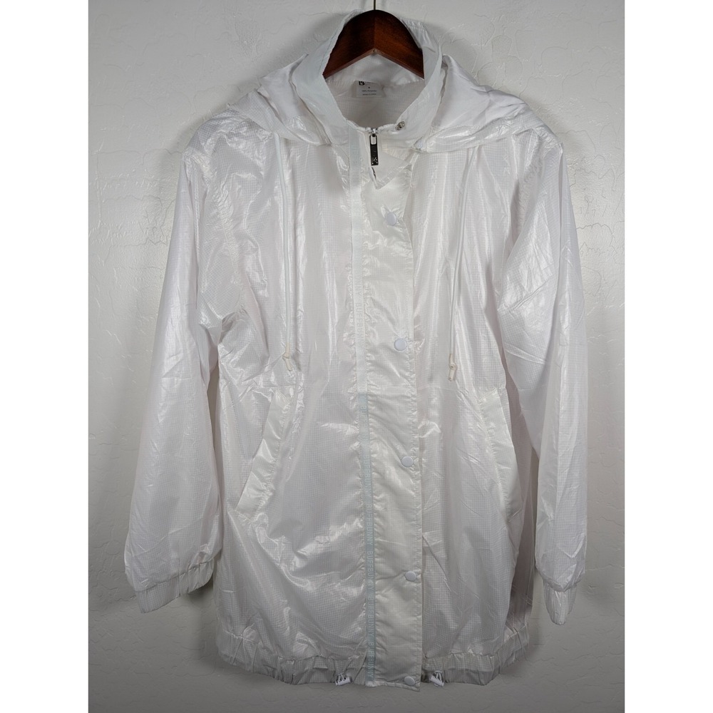 BUFF‎ BUNNY Jacket Women's Small White Windbreaker Rain Hooded Jacket